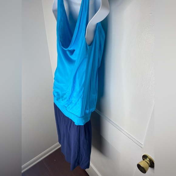 Diane Von Furstenberg NWT Lou Draped Neck Blue & Navy Color Block Dress - Picture 6 of 10